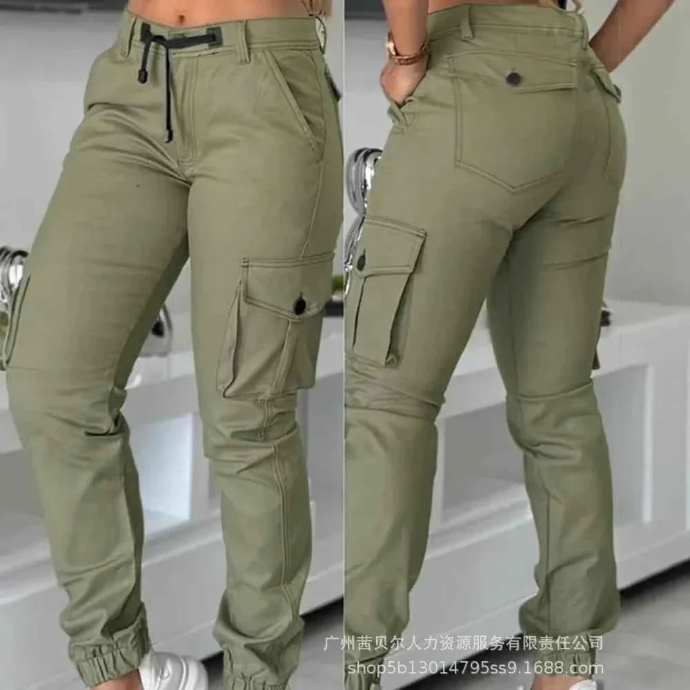 Women's High Waist Slim Cargo Pants