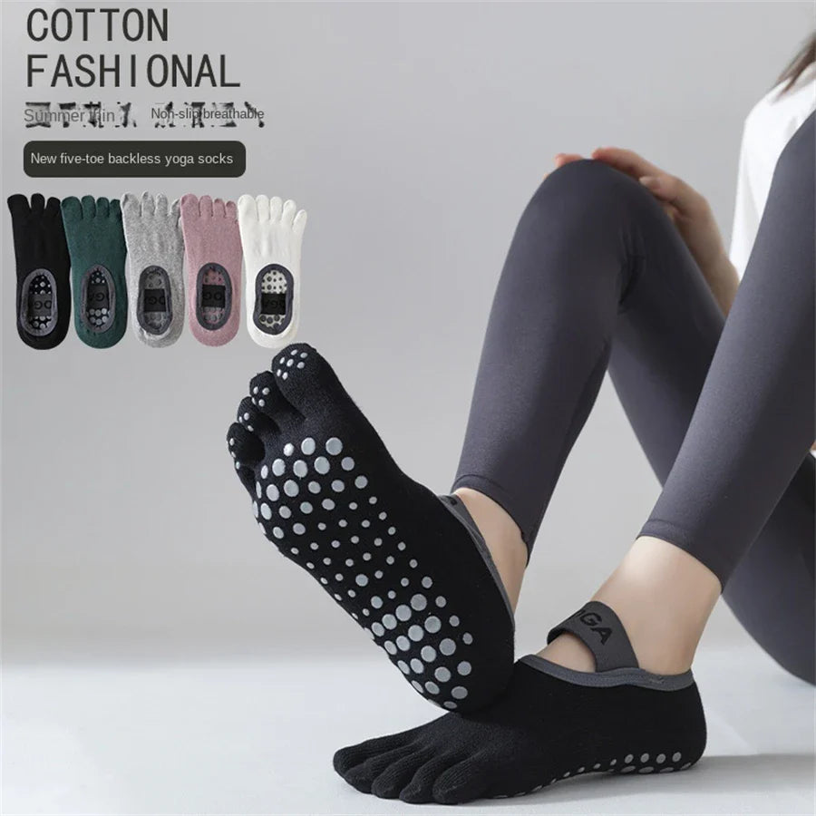 Women's five finger socks, anti slip yoga socks