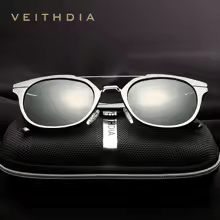 Luxury Elegent Aluminium Magnesium Sunglasses Retro Steampunk Round glasses Polarized Sun glasses for Women and Men  With UV400 Protection