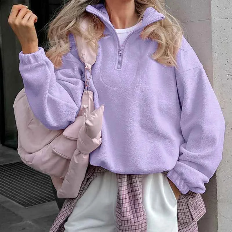 CozyPink Lamb Fleece Women's Zipper Hoodie