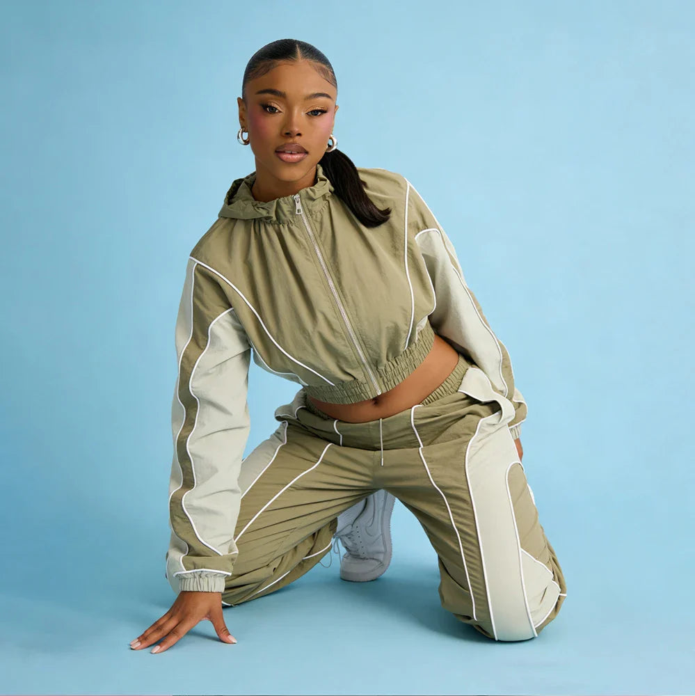 Women's Lightweight Nylon Training Tracksuit Set