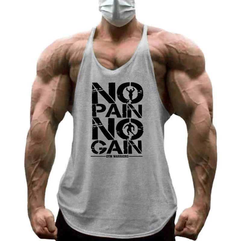 NO PAIN NO GAIN Gym Stringer Tank Top Men