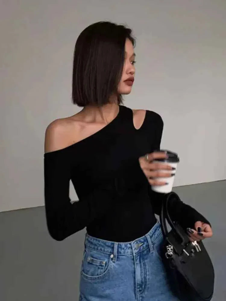 Sleek Spring Off-Shoulder Slim Crop Top