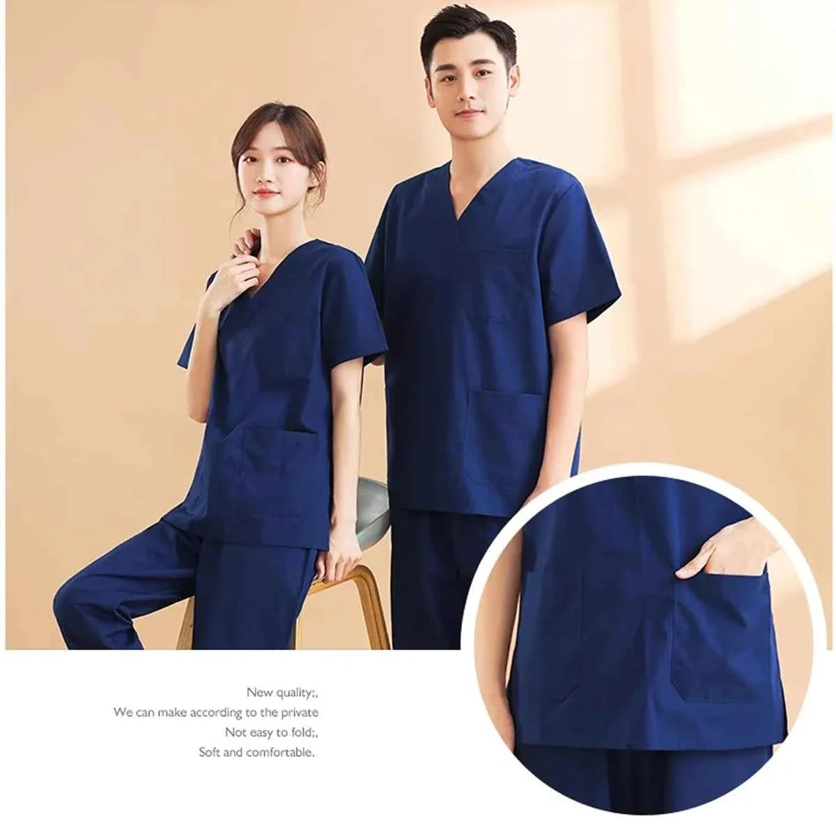 Unisex Medical Scrub Set Top & Pants Cotton