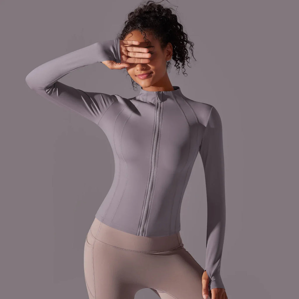 Women's Full Zip Yoga Top With Thumbholes
