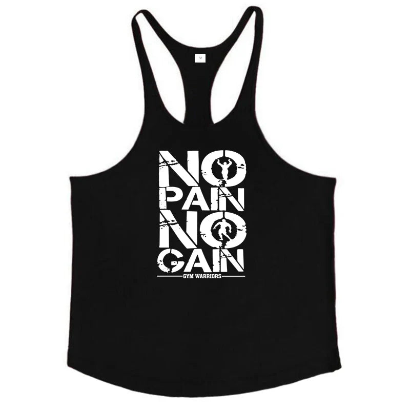 NO PAIN NO GAIN Gym Stringer Tank Top Men