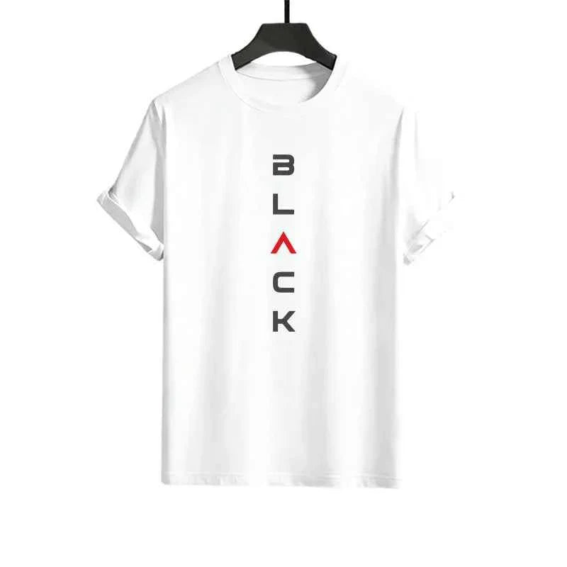 Men's Black Letter Print Summer Short Set