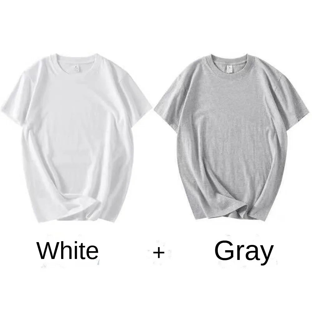 2-Pack Unisex Cotton White Loose Fit T-Shirts
