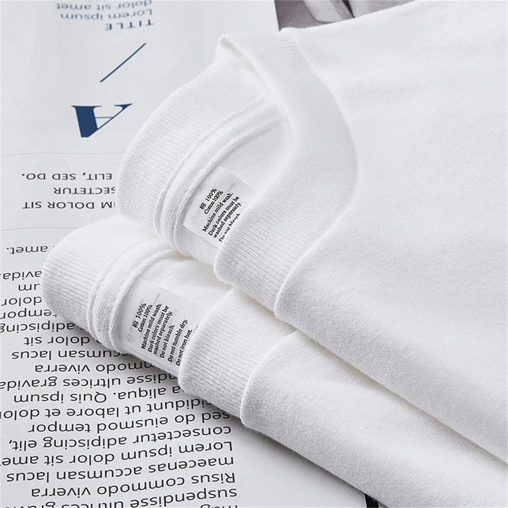 2-Pack Unisex Cotton White Loose Fit T-Shirts