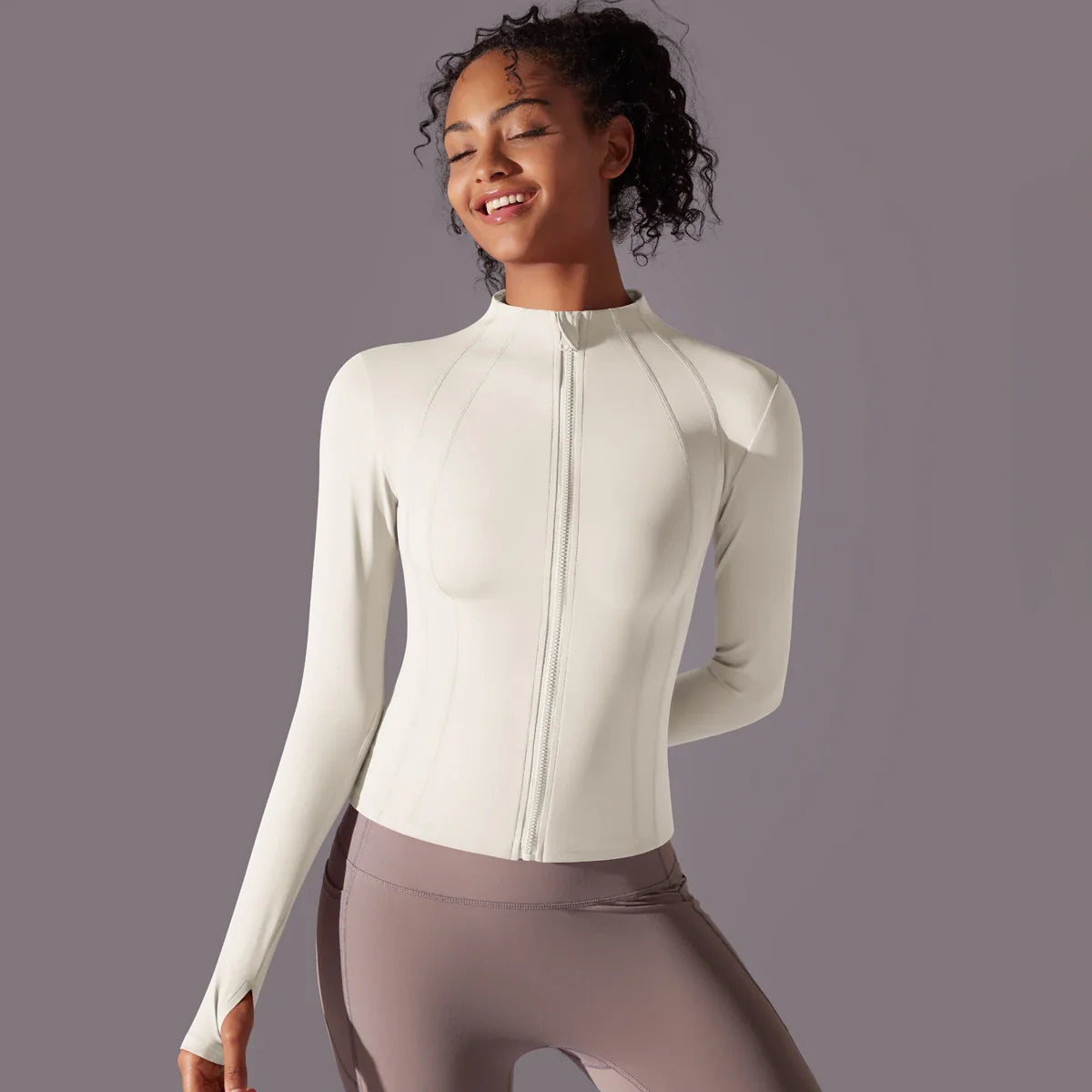 Women's Full Zip Yoga Top With Thumbholes