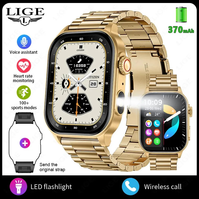 LIGE FlashSmart: 2 HD, AI, Sports & Health Tracker