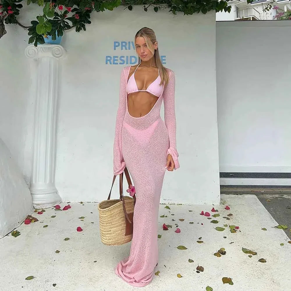 Sexy 3-Piece Micro Bikini with Long Sleeves