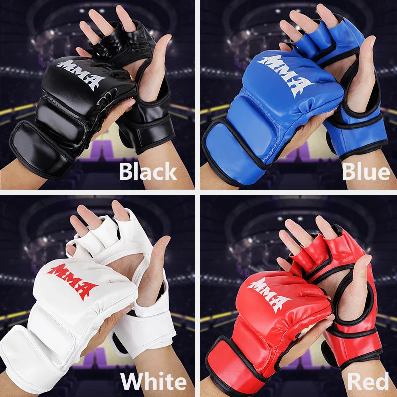 Professional Boxing Training Gloves Half Finger Leather Cushion