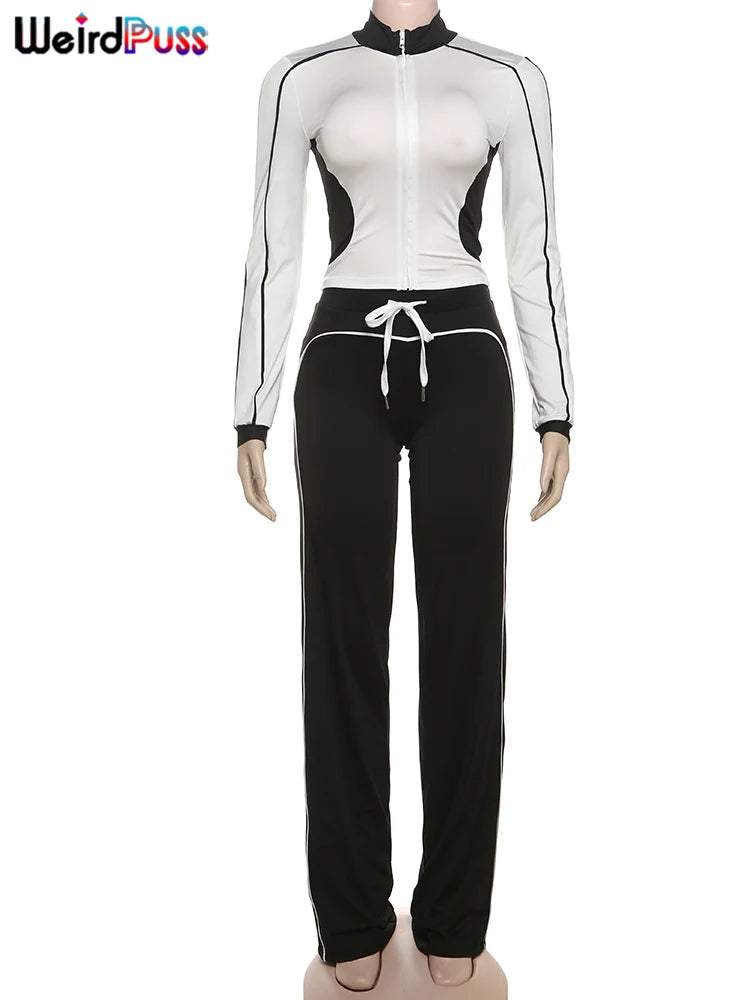 Patchwork 2 Piece Womens Tracksuit Set