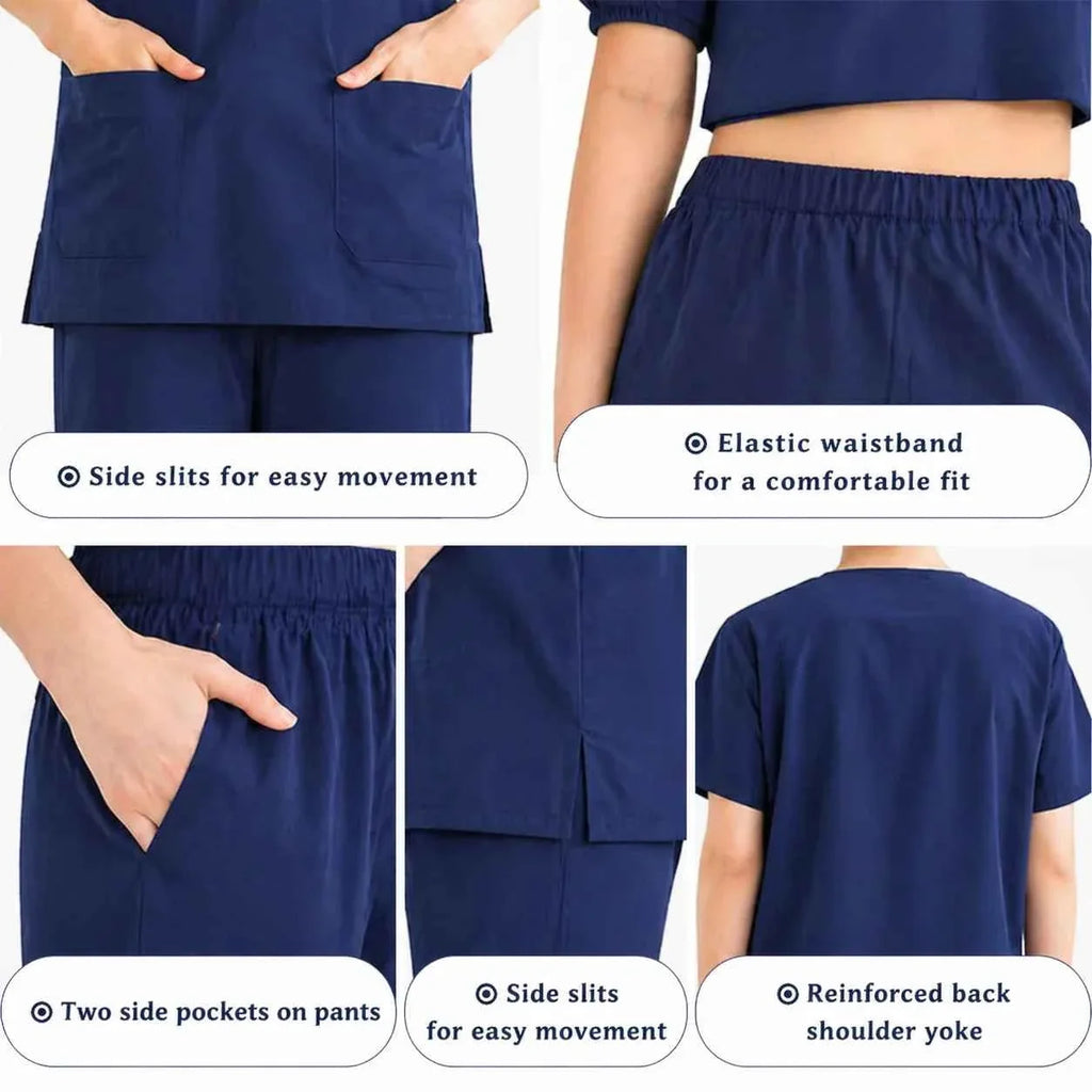 Unisex Medical Scrub Set Top & Pants Cotton