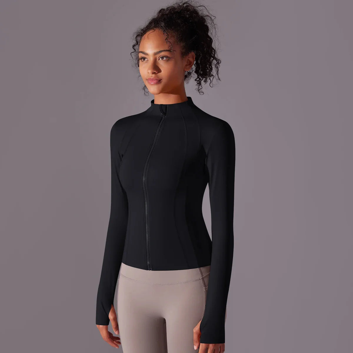 Women's Full Zip Yoga Top With Thumbholes