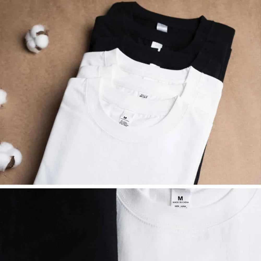 2-Pack Unisex Cotton White Loose Fit T-Shirts