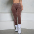 V-Back Scrunch  Acid Wash Butt Denim Yoga Leggings