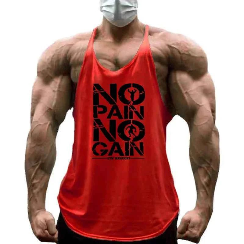 NO PAIN NO GAIN Gym Stringer Tank Top Men