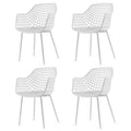 Set of 4 Modern Mid-Century White Mesh Dining Chair with Ergonomic Backrest