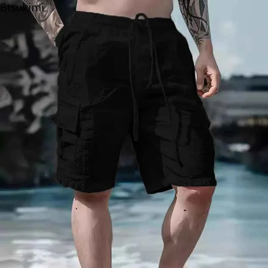 Men's Loose White Cargo Beach Shorts 2026