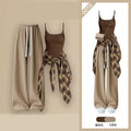 Women's Plaid 3-Piece Casual Tracksuit Set