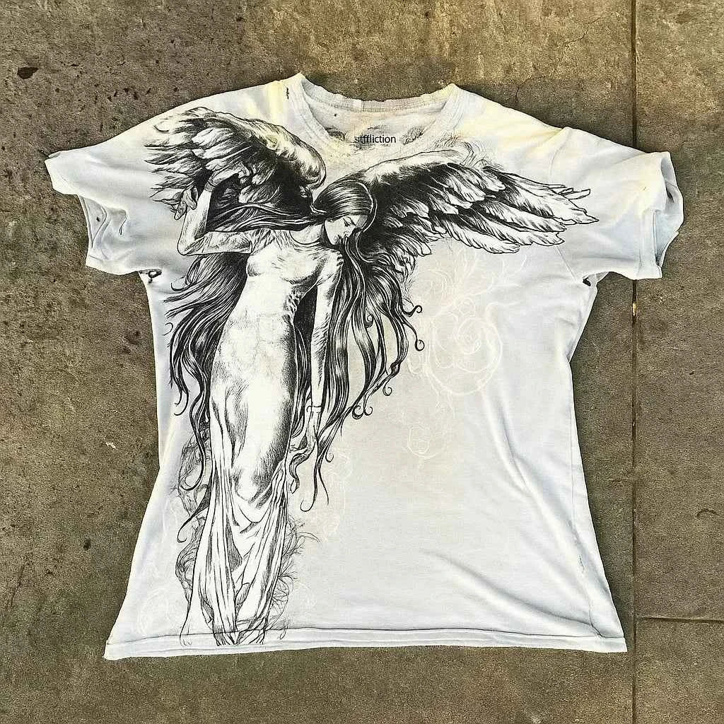 Y2K Gothic Oversized Motorcycle T-Shirt Unisex