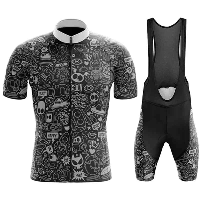 Men's Cartoon Team Cycling Jersey & Bib Set