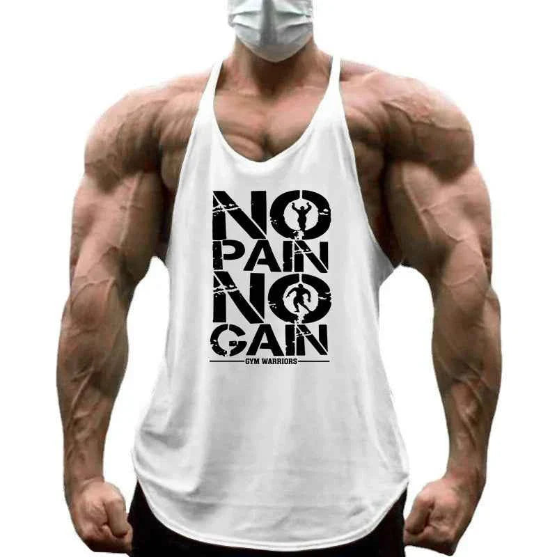 NO PAIN NO GAIN Gym Stringer Tank Top Men