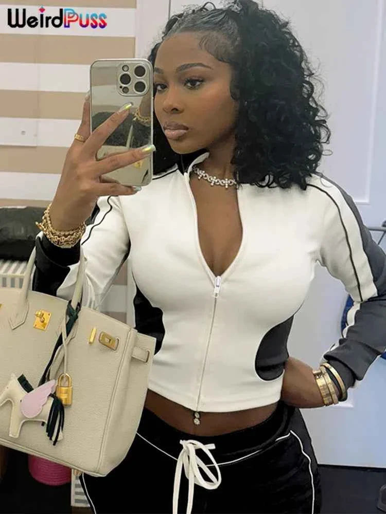 Patchwork 2 Piece Womens Tracksuit Set
