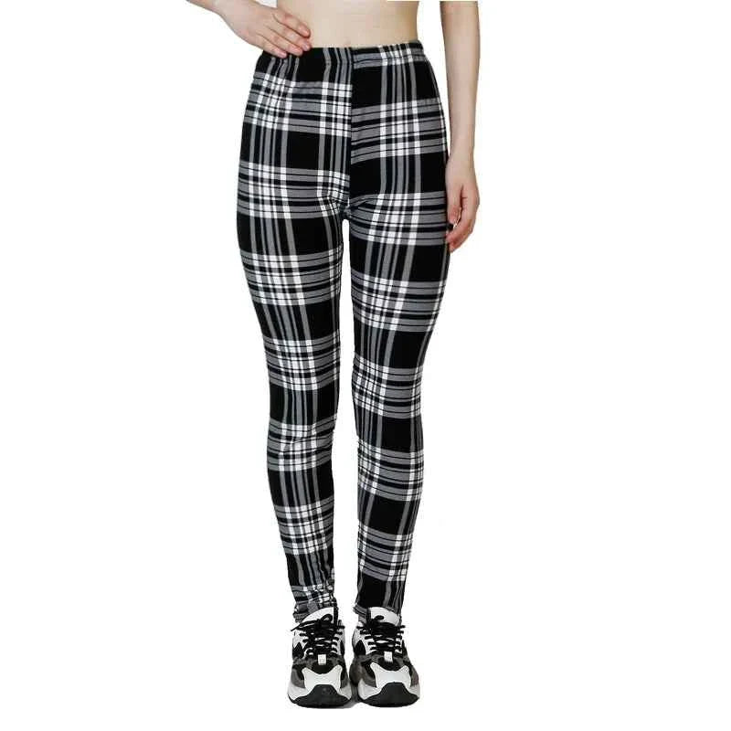 Women's Black & White Checkered Leggings