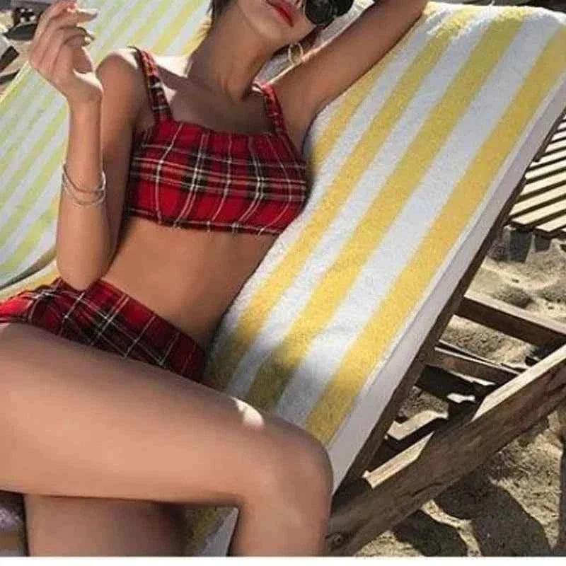 Striped Bow High Waist Two-Piece Bikini Set