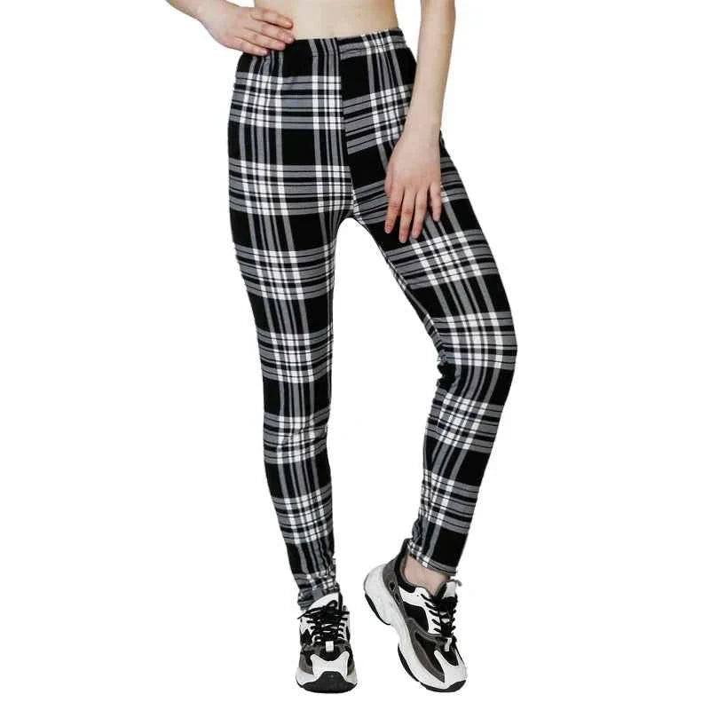 Women's Black & White Checkered Leggings