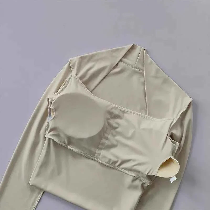 Women's Long Sleeve Yoga Crop Top with Bra