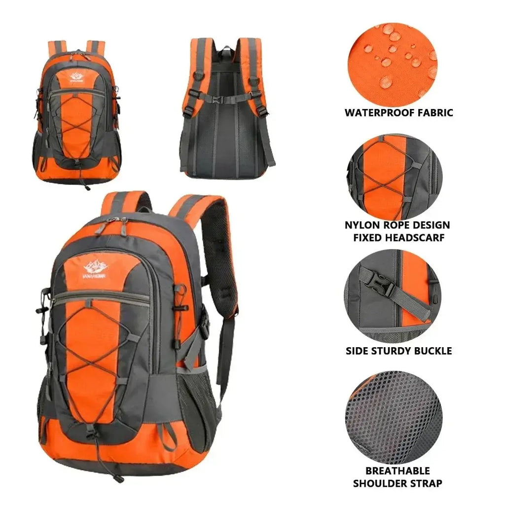 Waterproof Hiking Backpack – Lightweight Outdoor Daypack, Orange