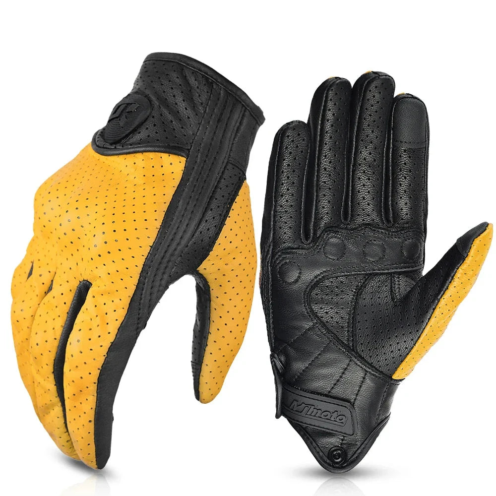 Leather Gloves Retro Biker