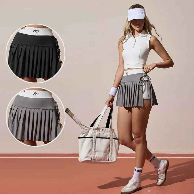 Women's High Waist Lace-Up Tennis Golf Skort
