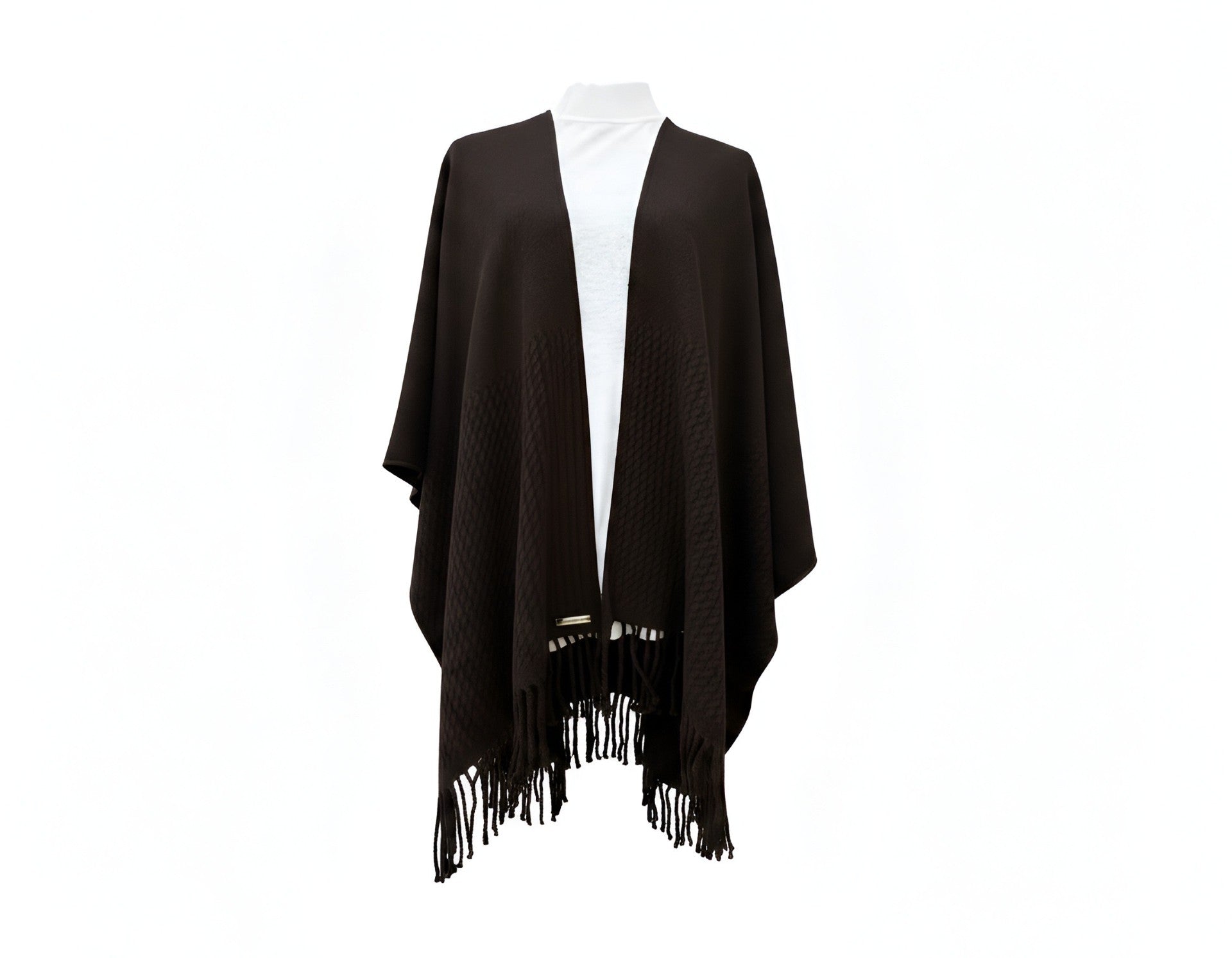 Signature Line Shawl Wrap - Black
