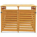 Outdoor Solid Wood Garbage Can Recycle Bin Storage Shed - Holds 2 Trash Bins