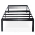 Twin size Black Metal Platform Bed Frame with Headboard Attachment Slots