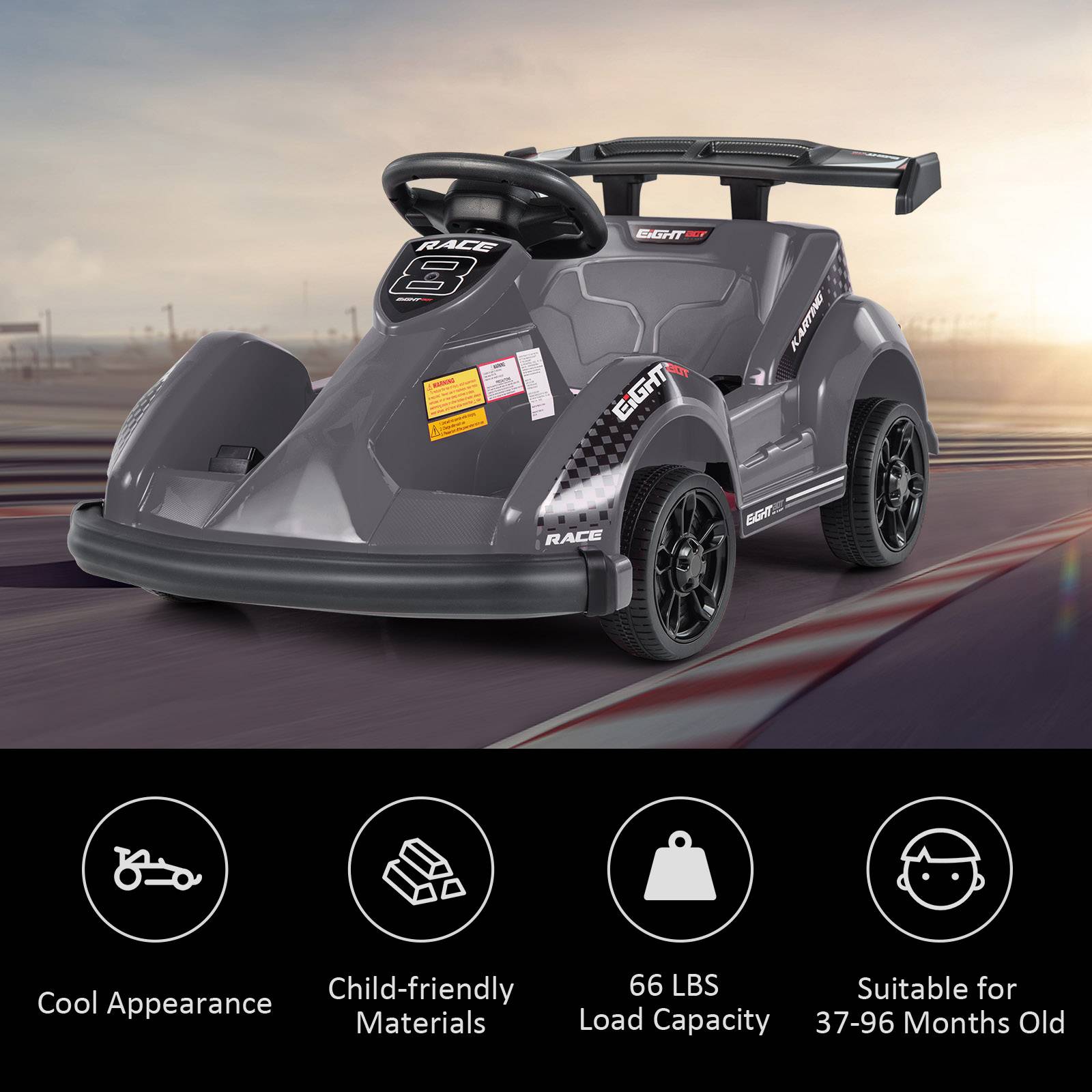 6V Kids Ride On Go Cart with Remote Control and Safety Belt-Black