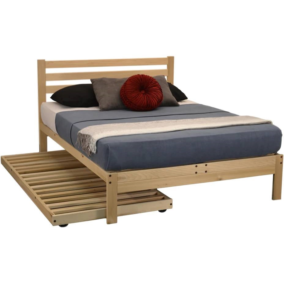 Twin size Solid Wood Platform Bed Frame with Slatted Headboard - Made in USA