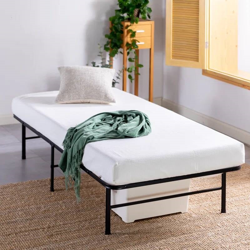 Twin XL size Metal Bed Frame with Bamboo Wood Slats