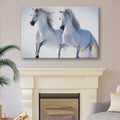 White Horse Couple Canvas Wall Art