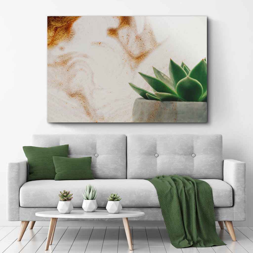 Stone Pot Succulent Plant Canvas Wall Art