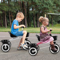 Toddler Tricycle with Adjustable Seat and Storage Baskets for 1.5-5 Years Old-White