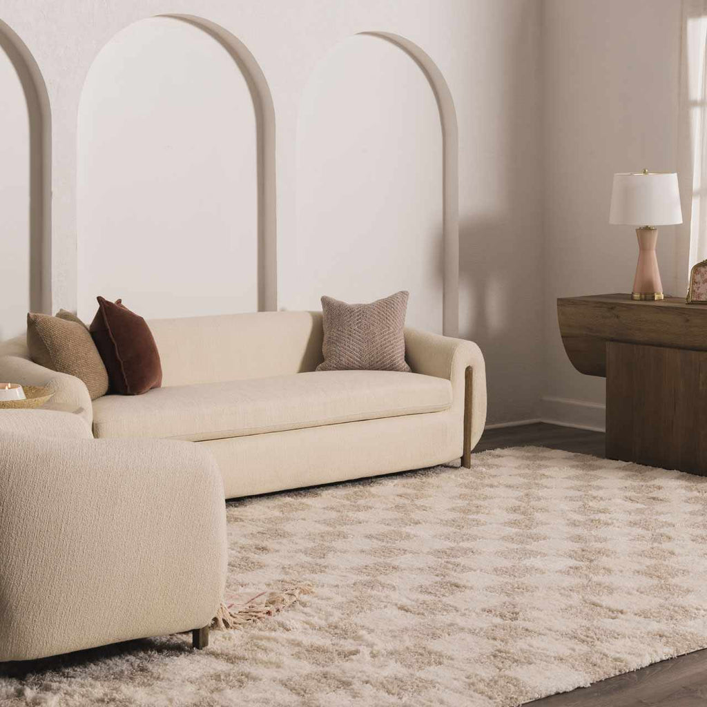 Atira Light Brown Checkered Area Rug