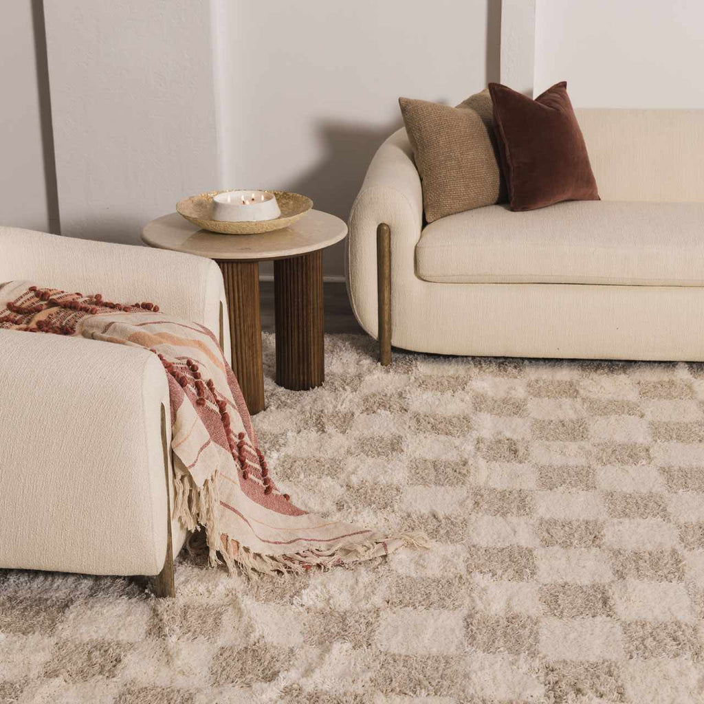 Atira Light Brown Checkered Area Rug