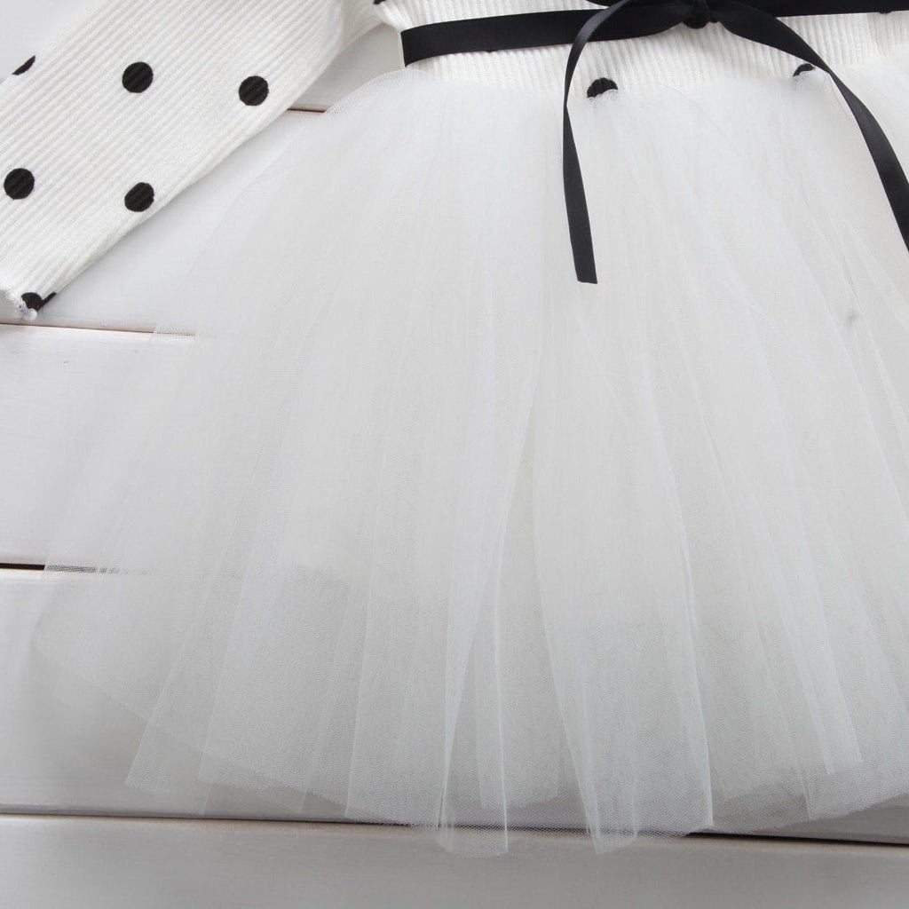 Princess Long sleeve Baby Girl Dress Newborn Infant Baby Girl Clothes WIth Bow And Dot Tutu Ball Gown Party Dresses Baby Kid Girl clothes In Elegant Style