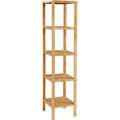 Slim 4-Shelf Natural Bamboo Wooden Shelving Unit Storage Rack Bookcase